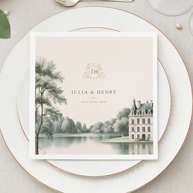 Elegant French Château Monogram Wedding Napkin (Creator Uploaded)