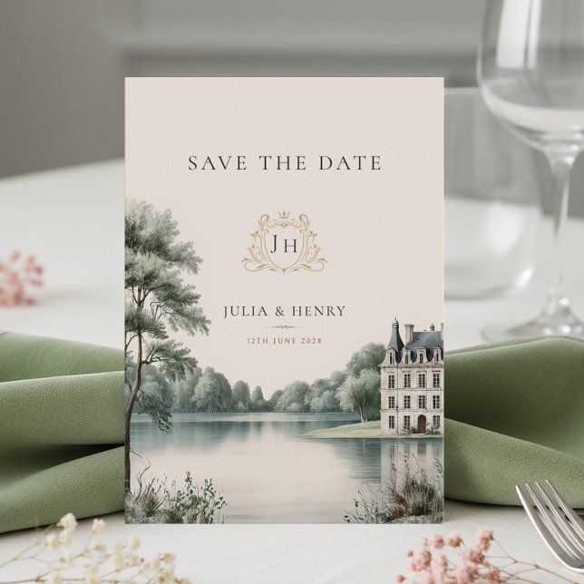 Elegant French Château Monogram Wedding  Save The Date (Creator Uploaded)