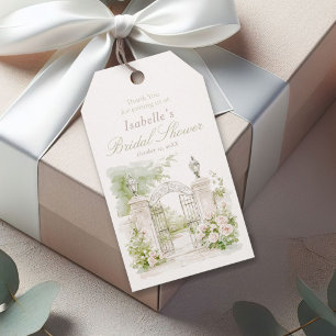 Elegant French Chateau Pastel Bridal Garden  Gift Tags