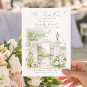 Elegant French Chateau Pastel Bridal Garden Invitation