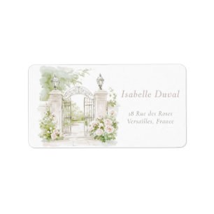 Elegant French Chateau Pastel Bridal Garden Label