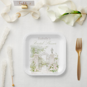 Elegant French Chateau Pastel Bridal Garden Paper Plate