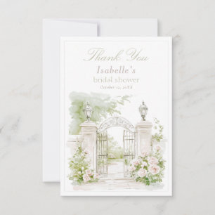 Elegant French Chateau Pastel Bridal Garden  Thank You Card