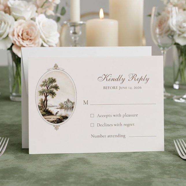 Elegant French Chateau Wedding Response Card (Creator Uploaded)