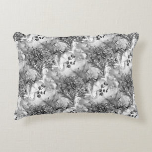 Elegant French Country Black and White Floral Decorative Cushion