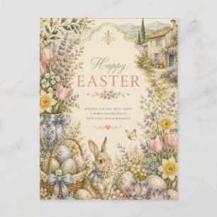Elegant French Country Easter Greeting Vintage Postcard