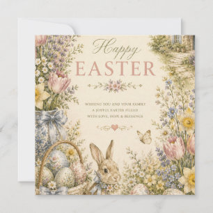 Elegant French Country Easter Greeting Vintage Thank You Card