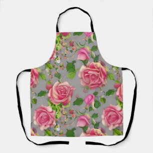 Elegant French Country Garden Rose Design Apron
