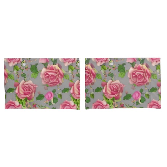 Elegant French Country Garden Rose Design Pillowcase (Front-Set)