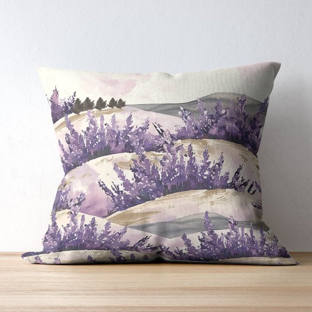 Elegant French Countryside Pretty Lavender Fields  Cushion (Creator Uploaded)