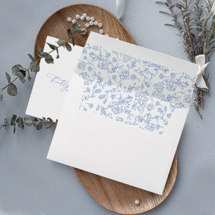 Elegant French Dusty Blue Vintage Wedding Envelope