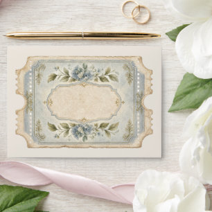 Elegant French Floral Blue Frame Envelope