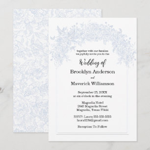 Elegant French Floral Blue Invitation