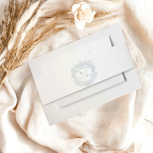 Elegant French Floral Blue Toile Wedding  Invitation Belly Band