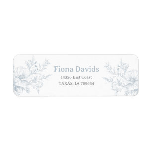 Elegant French Floral Blue Toile Wedding Return Address Label