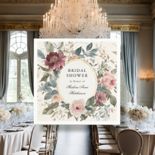 Elegant French Floral Gold Bridal Shower Tea Napkin