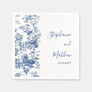 Elegant  French Floral Toile Blue Wedding Napkin