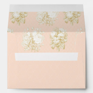 Elegant French Floral Toile Pink Gold Baby Shower Envelope