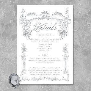 Elegant French Grey Victorian Chinoiserie Wedding Enclosure Card