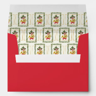 Elegant French Horn Christmas Cherry Red Envelope