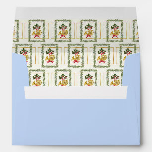 Elegant French Horn Christmas Light Blue Envelope