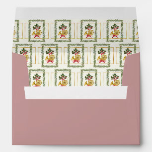 Elegant French Horn Christmas Mauve Envelope
