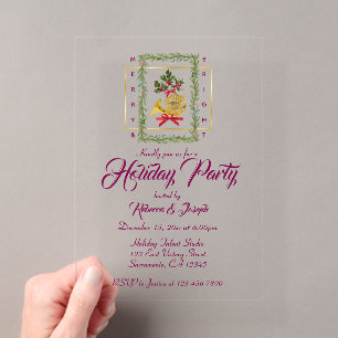 Elegant French Horn Christmas Purple Acrylic Invitations