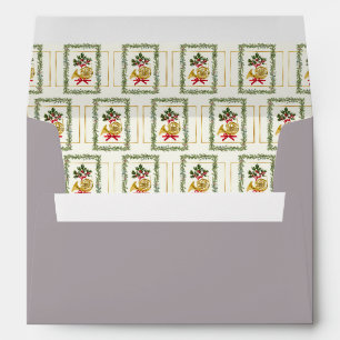Elegant French Horn Christmas Taupe Envelope