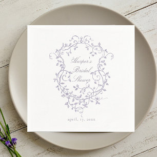 Elegant French Lavender Floral Crest Bridal Shower Napkin