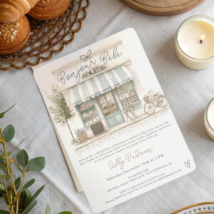 Elegant French Parisian Bonjour Bébé Baby Shower Invitation