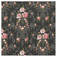 Elegant French Rococo Floral-Black Background