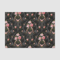 Elegant French Rococo Floral-Black Background