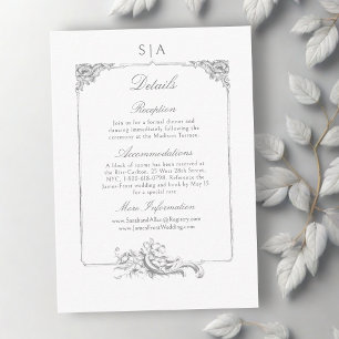 Elegant French Rococo Floral Frame Enclosure Card