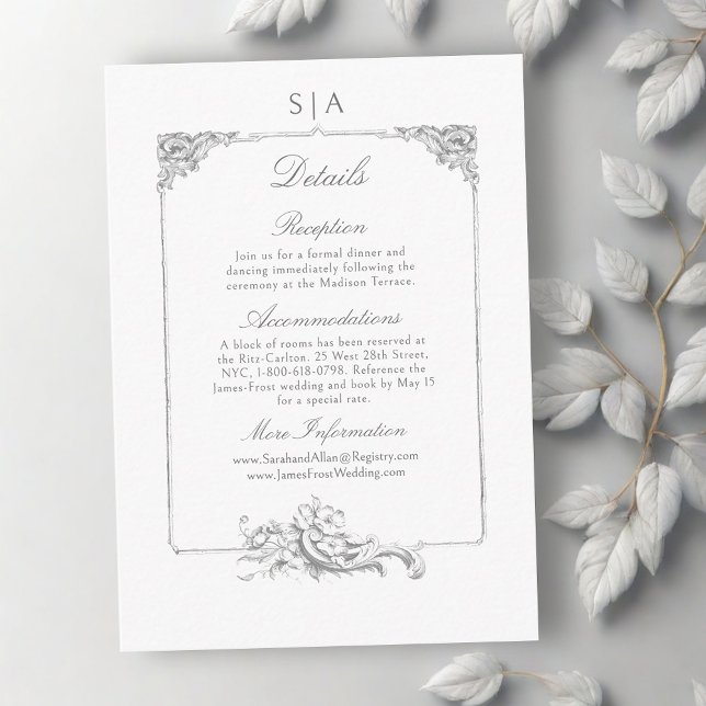 Elegant French Rococo Floral Frame Enclosure Card (Creator Uploaded)
