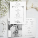 Elegant French Rococo Floral  Program<br><div class="desc">This classic suite of historic decorative designs is inspired by the 18th century etchings of French court painter Alexis Peyrotte,  featuring light grey on white acanthus leaves,  ornate scrolls,  flowers and trees. Inside features a photo template.</div>