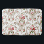Elegant French Rococo Floral-White Background Bath Mat<br><div class="desc">Elegant,  romantic and ornate vintage French Rococo style seamless floral featuring pink roses and decorative scrollwork on white background.</div>