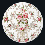 Elegant French Rococo Floral-White Background Ceramic Knob<br><div class="desc">Elegant,  romantic and ornate vintage French Rococo style seamless floral featuring pink roses and decorative scrollwork on white background.</div>