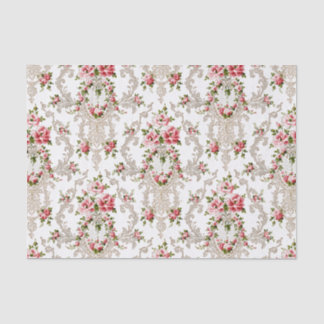 Elegant French Rococo Floral-White Background Tissue Paper