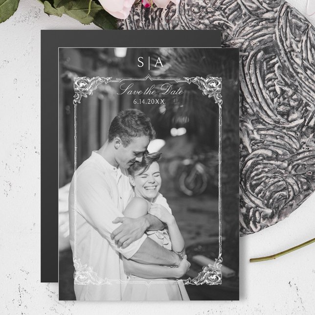 Elegant French Rococo Photo Save the Date Magnetic Invitation (Creator Uploaded)