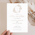 Elegant French Roses Floral Crest Save Date<br><div class="desc">Elegant French Roses Floral Vintage Crest Save the Date Wedding Invitation. Traditional Wording Wedding Invitation. Floral Gold Foil Wedding Monogram Crest Save the Date Card. Rose Gold Foil Monogram Save the Date</div>