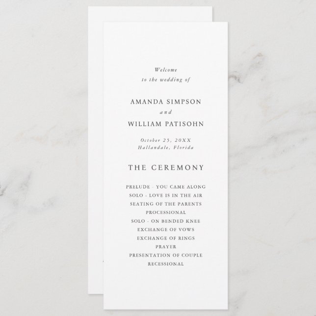 Elegant French Roses Garden Toile Wedding Ceremony Program (Front/Back)