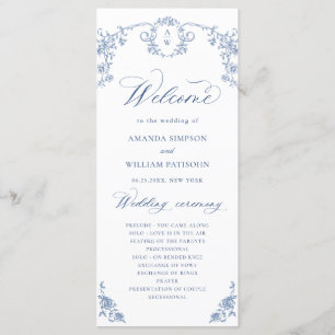 Elegant French Roses Garden Toile Wedding Ceremony Program