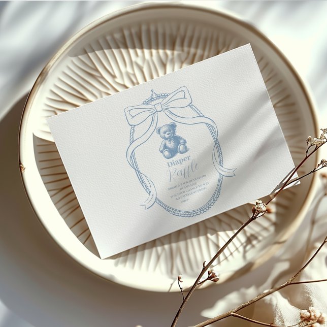 Elegant French Teddy Bear Diapper Raffle Enclosure Card (Creator Uploaded)