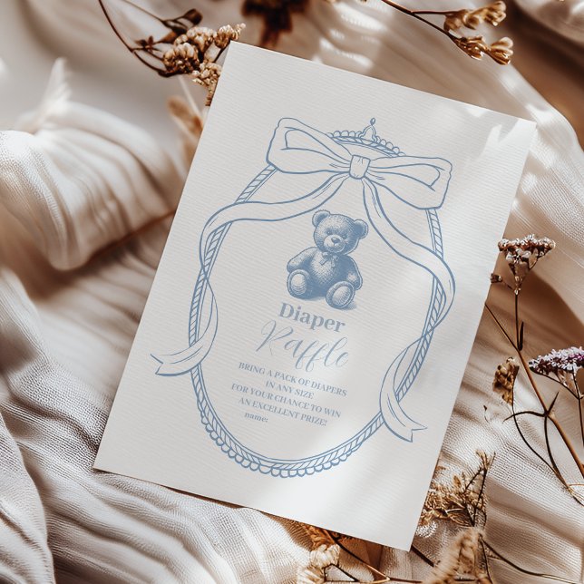 Elegant French Teddy Bear Diapper Raffle Enclosure Card (Creator Uploaded)