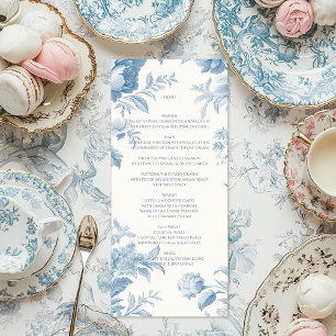 Elegant French toile Blue Floral Wedding Menu
