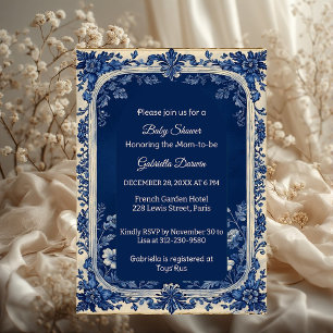 Elegant French Toile Parisian Poetic Baby Shower  Invitation