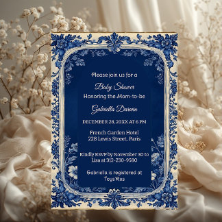 Elegant French Toile Parisian Poetic Baby Shower  Invitation