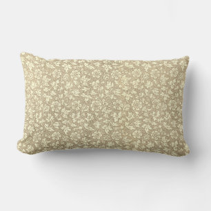 Elegant French Vintage Beige Floral Pattern Lumbar Cushion