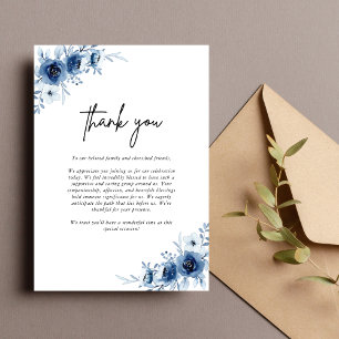 Elegant French Vintage Blue Floral Wedding Thank You Card