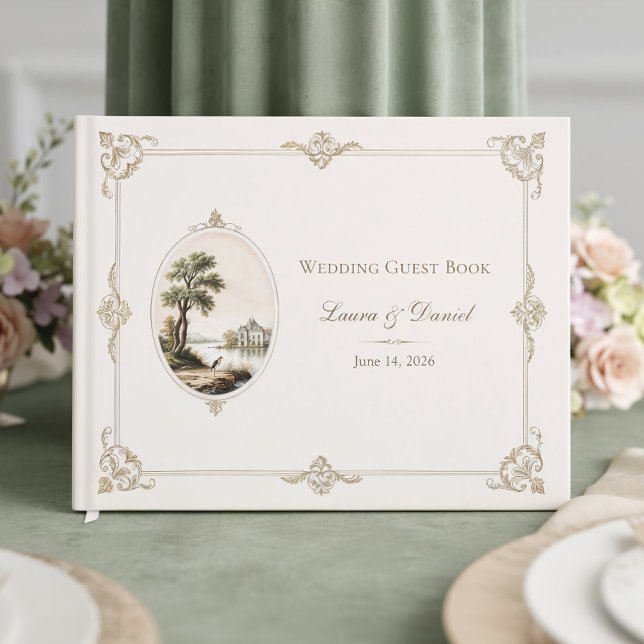 Elegant French Vintage Chateau Wedding Guest Book (Creator Uploaded)